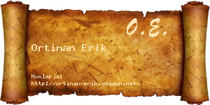 Ortinan Erik névjegykártya